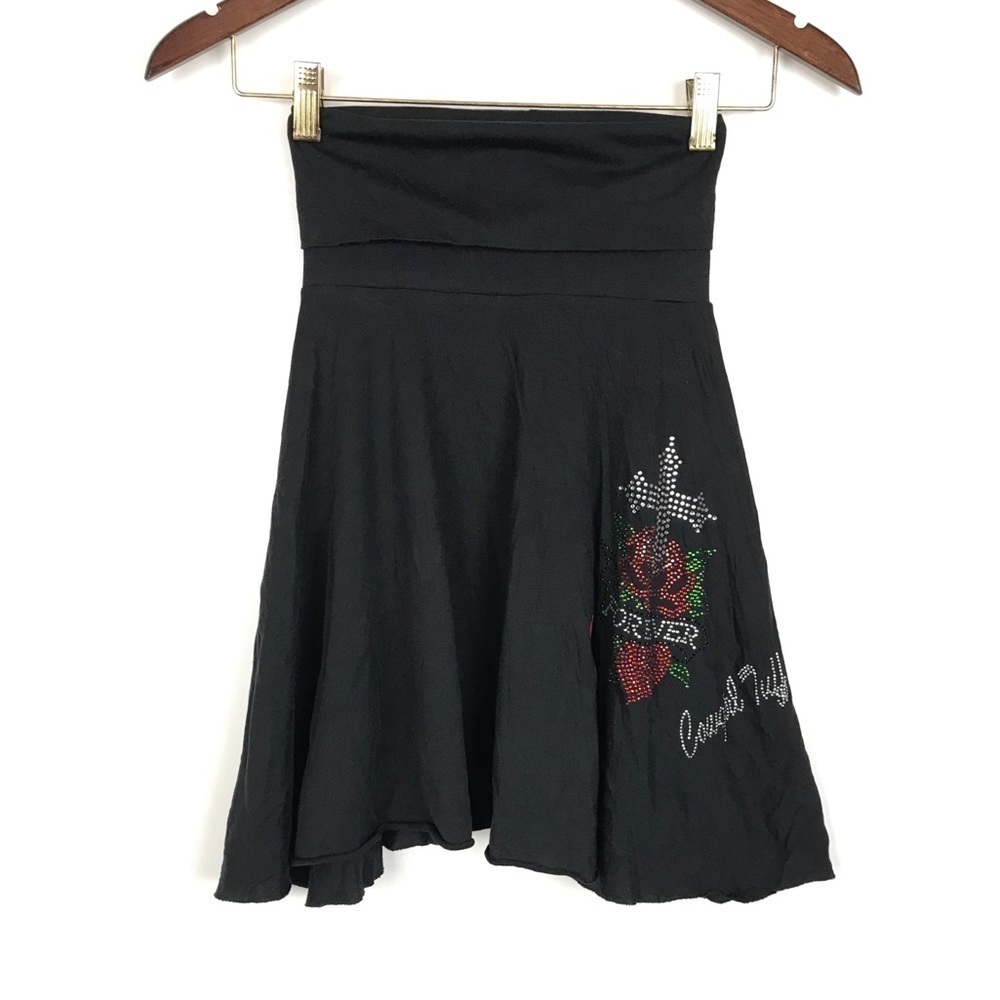 Cowgirl Tuff Black Rhinestone Embellished Skirt S
